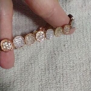 Silvertone goldtone coppertone stretch crystals bracelet